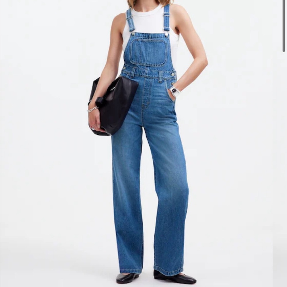 Madewell Denim Wide-Leg Women's Overalls in Faded Blue